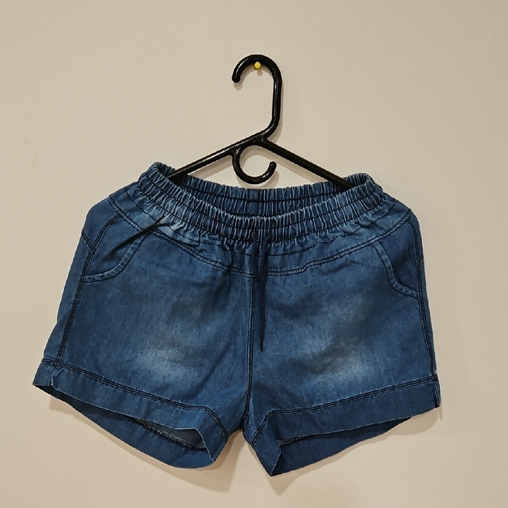 Blue Jean Shorts with Elastic Waistband